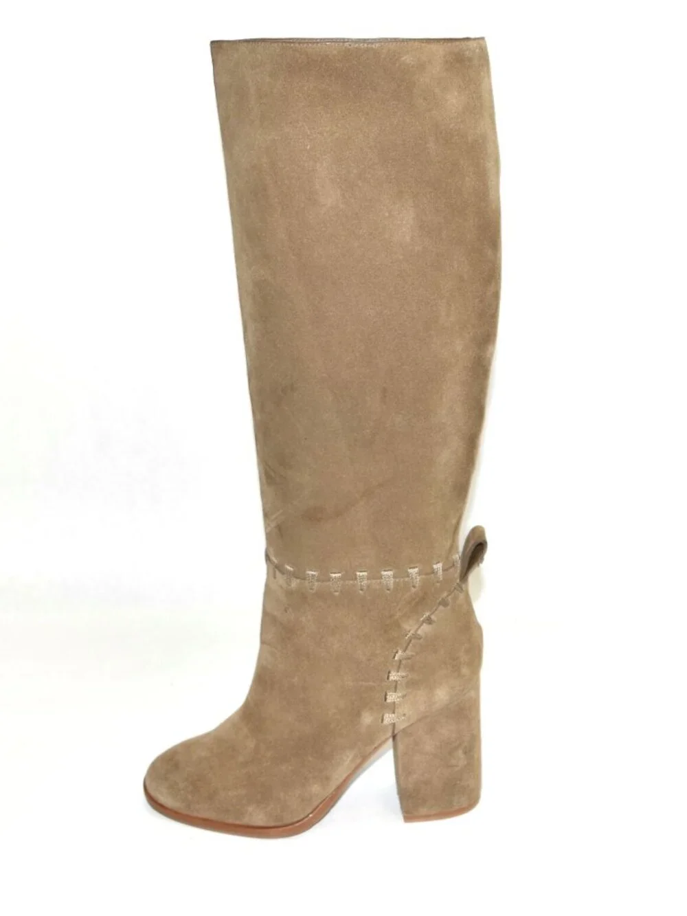 New Tory Burch Contraire Size 5 Block Heel Suede Boot River Rock Brown